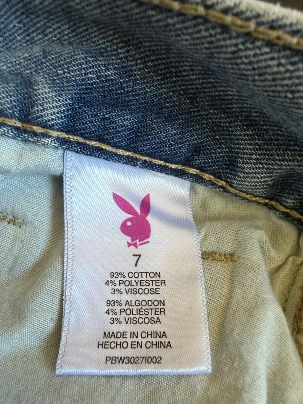 Playboy Y2K Denim Long Shorts Logo Graphic Size 7